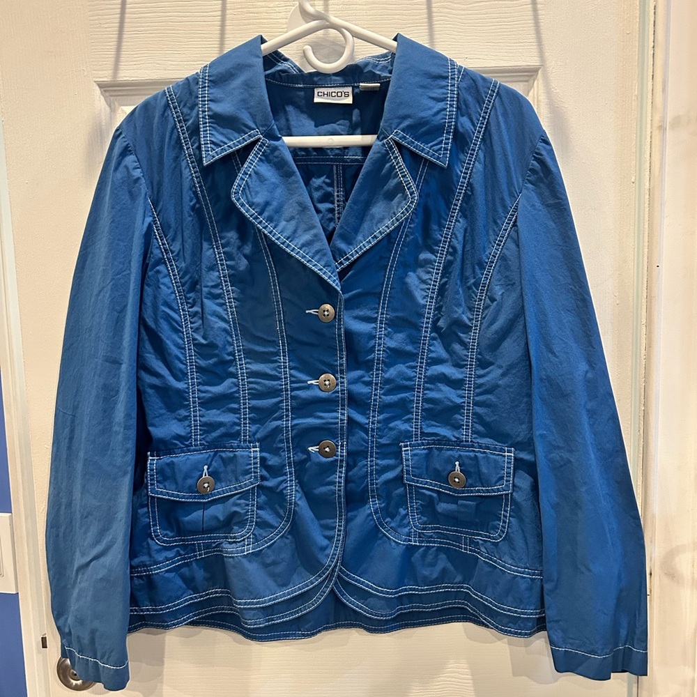 Chico's Blue Cotton Blazer 3